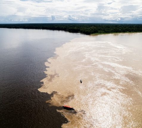 Encuentro de aguas en la Estrella Fluvial de Inírida